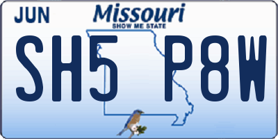 MO license plate SH5P8W