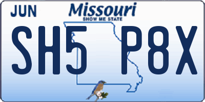 MO license plate SH5P8X