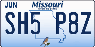 MO license plate SH5P8Z