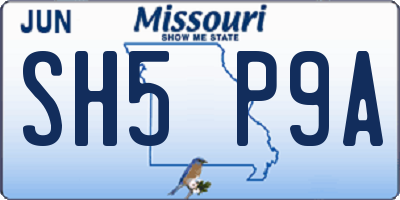 MO license plate SH5P9A