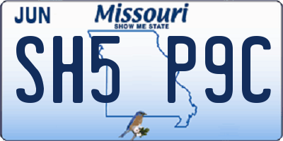 MO license plate SH5P9C