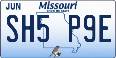 MO license plate SH5P9E
