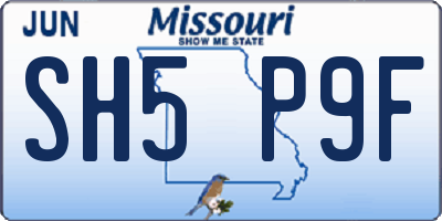 MO license plate SH5P9F