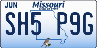 MO license plate SH5P9G