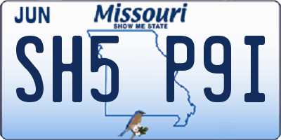 MO license plate SH5P9I