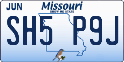 MO license plate SH5P9J