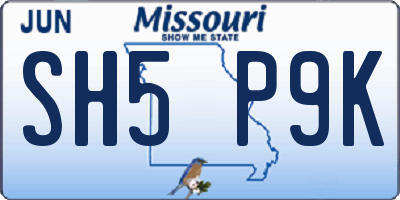 MO license plate SH5P9K
