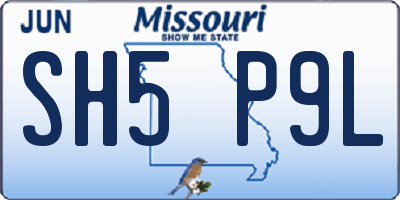 MO license plate SH5P9L