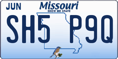 MO license plate SH5P9Q