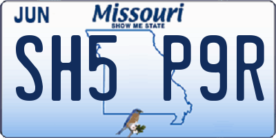 MO license plate SH5P9R
