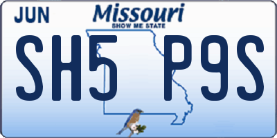 MO license plate SH5P9S