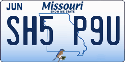 MO license plate SH5P9U