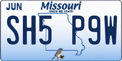MO license plate SH5P9W