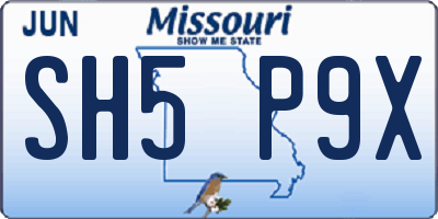 MO license plate SH5P9X