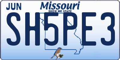MO license plate SH5PE3