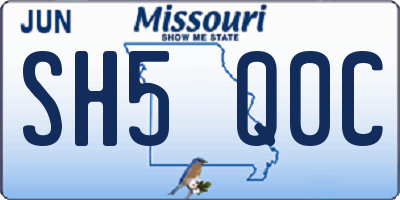 MO license plate SH5Q0C