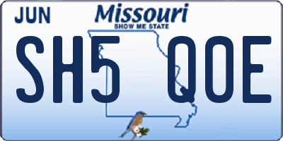 MO license plate SH5Q0E