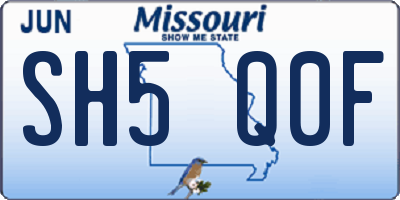 MO license plate SH5Q0F