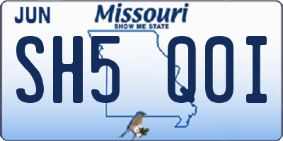 MO license plate SH5Q0I