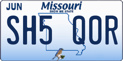 MO license plate SH5Q0R