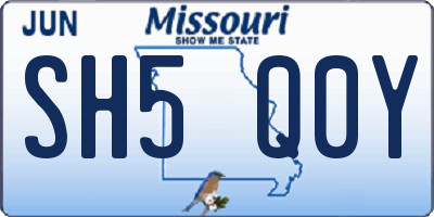 MO license plate SH5Q0Y