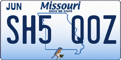 MO license plate SH5Q0Z