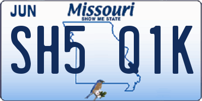 MO license plate SH5Q1K