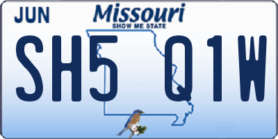MO license plate SH5Q1W