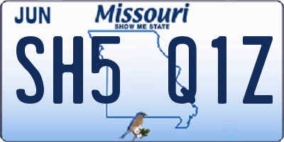 MO license plate SH5Q1Z