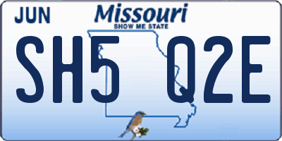 MO license plate SH5Q2E
