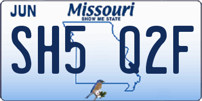 MO license plate SH5Q2F