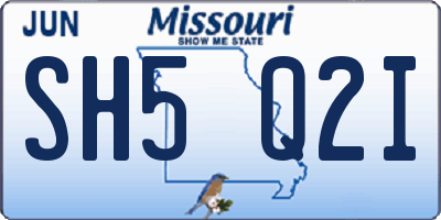 MO license plate SH5Q2I