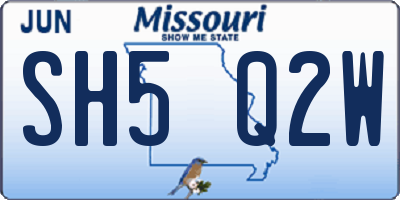 MO license plate SH5Q2W