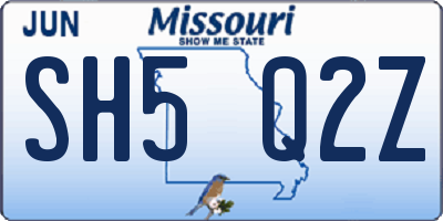 MO license plate SH5Q2Z