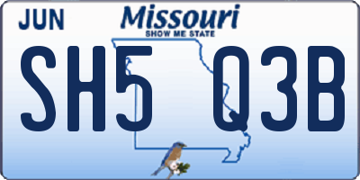 MO license plate SH5Q3B