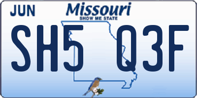 MO license plate SH5Q3F