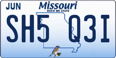 MO license plate SH5Q3I