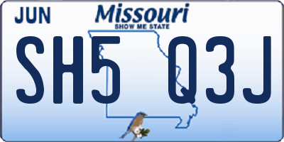 MO license plate SH5Q3J