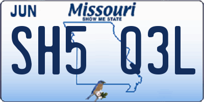 MO license plate SH5Q3L