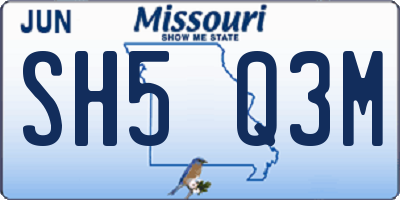 MO license plate SH5Q3M