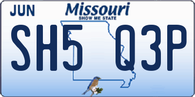 MO license plate SH5Q3P