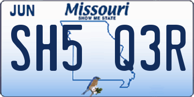 MO license plate SH5Q3R