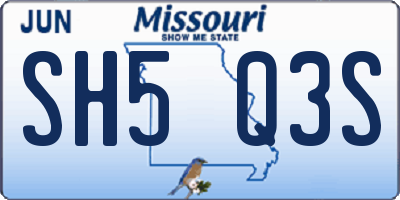 MO license plate SH5Q3S