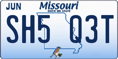 MO license plate SH5Q3T