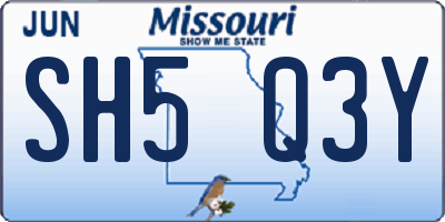 MO license plate SH5Q3Y