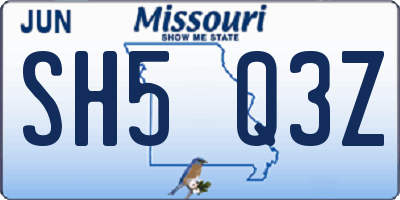 MO license plate SH5Q3Z