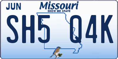 MO license plate SH5Q4K
