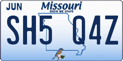 MO license plate SH5Q4Z