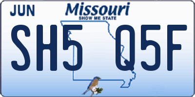 MO license plate SH5Q5F