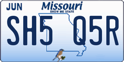 MO license plate SH5Q5R